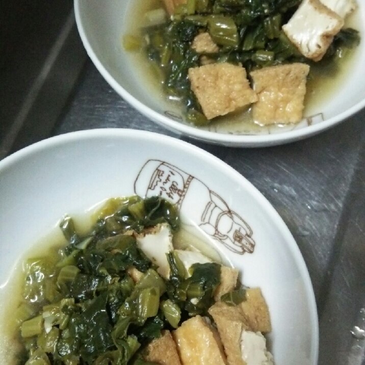 小松菜と厚揚げの麺つゆ煮
